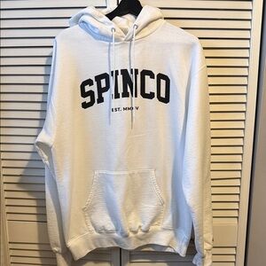 White Hoodie with Black SPINCO Logo